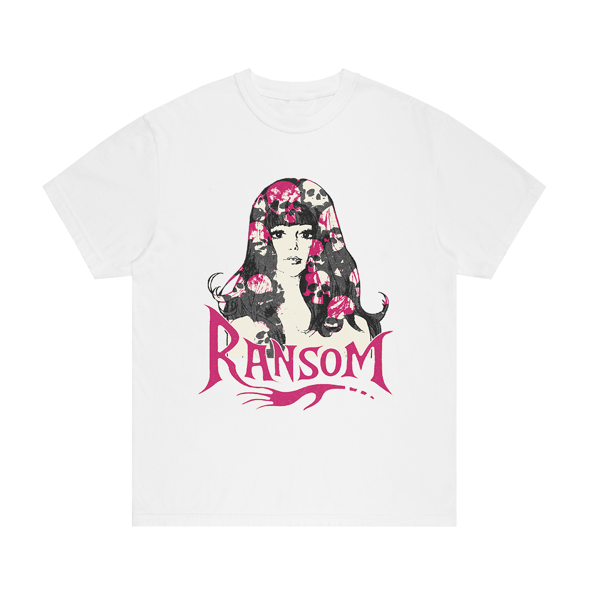 SKULL HAIR TEE (WHITE)