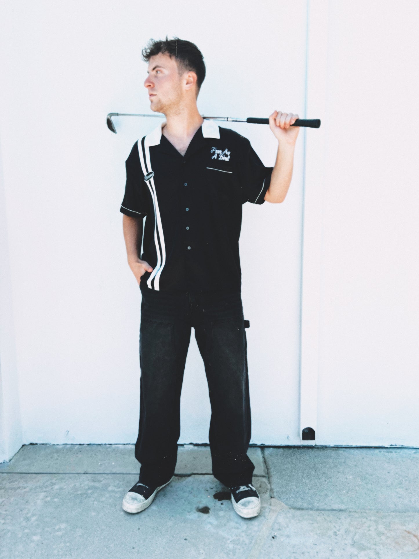 FREE AS A BIRD BUTTON UP (BLACK)