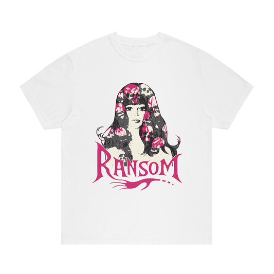 SKULL HAIR TEE (WHITE)